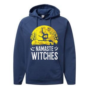 Namaste Witches Gift Funny Yoga Halloween Costume Gift Performance Fleece Hoodie