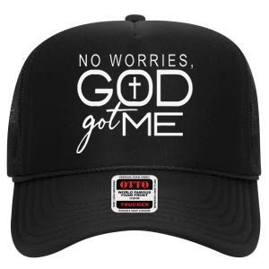 No Worries, God-Got Me African American Christian High Crown Mesh Back Trucker Hat