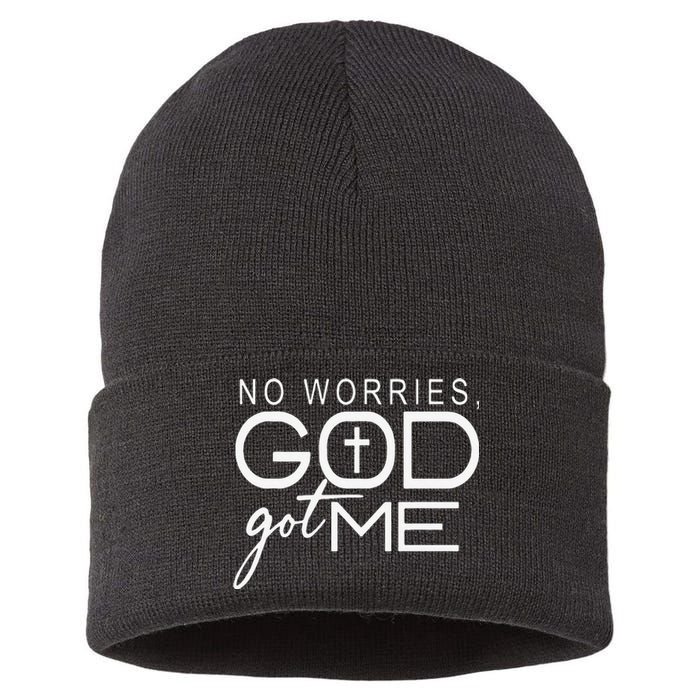 No Worries, God-Got Me African American Christian Sustainable Knit Beanie