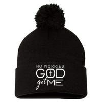 No Worries, God-Got Me African American Christian Pom Pom 12in Knit Beanie