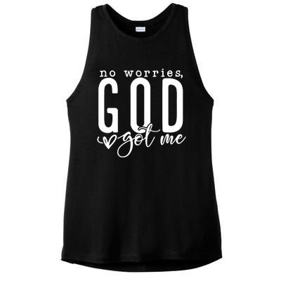 No Worries God Got Me Christian Religious Ladies PosiCharge Tri-Blend Wicking Tank