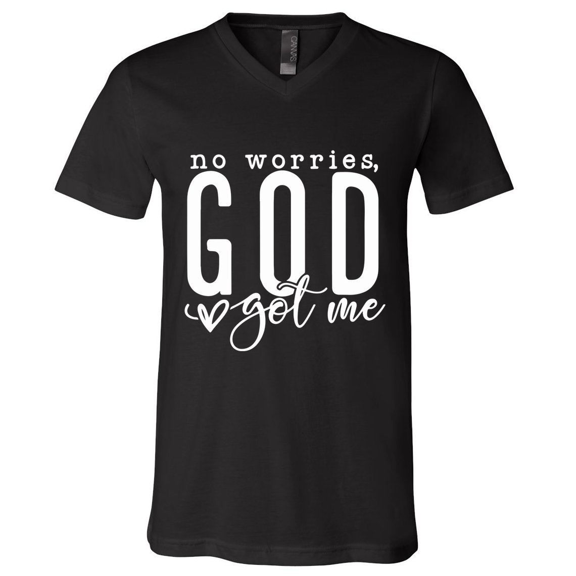 No Worries God Got Me Christian Religious V-Neck T-Shirt