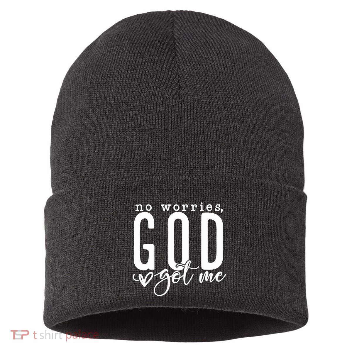 No Worries God Got Me Christian Religious Sustainable Knit Beanie