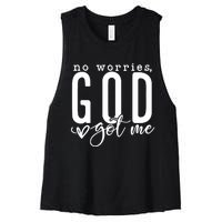 No Worries God Got Me Christian Religious Women's Racerback Cropped Tank