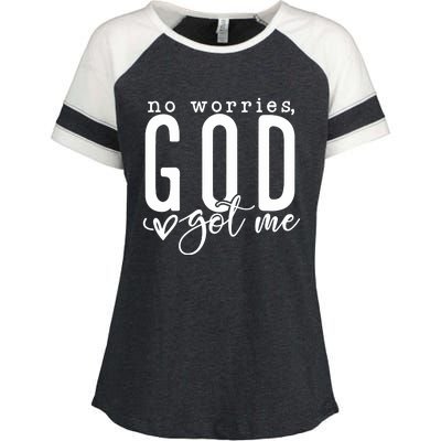 No Worries God Got Me Christian Religious Enza Ladies Jersey Colorblock Tee