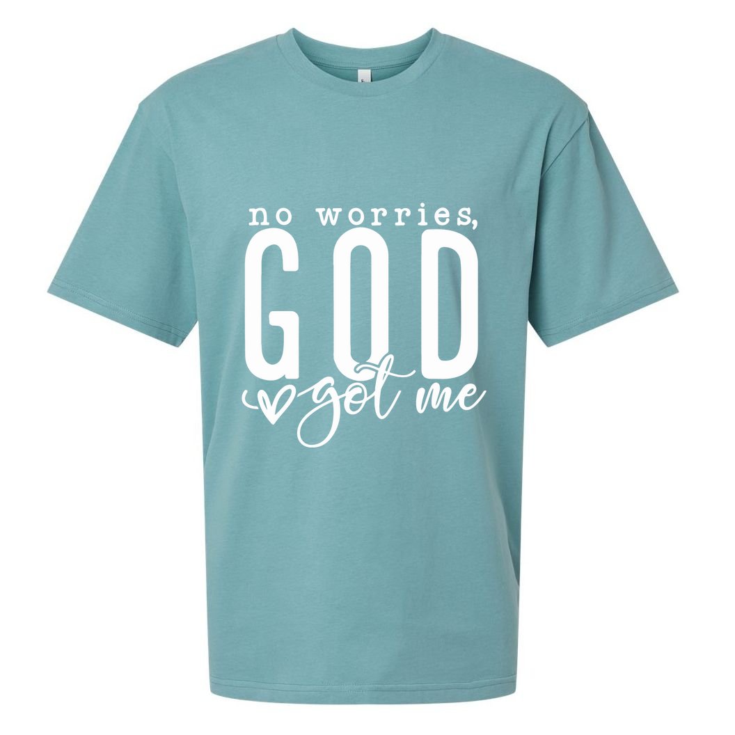 No Worries God Got Me Christian Religious Sueded Cloud Jersey T-Shirt