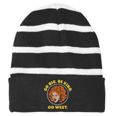 Nina West Go Big Be Kind Go West Striped Beanie with Solid Band