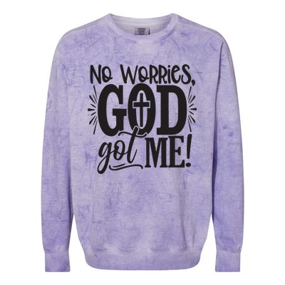 No Worries, God Got Me African American Christian Colorblast Crewneck Sweatshirt