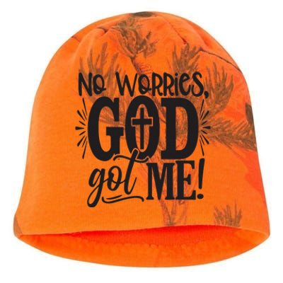 No Worries, God Got Me African American Christian Kati - Camo Knit Beanie