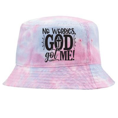 No Worries, God Got Me African American Christian Tie-Dyed Bucket Hat