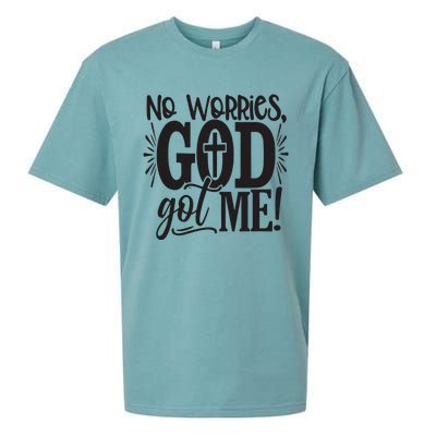 No Worries, God Got Me African American Christian Sueded Cloud Jersey T-Shirt