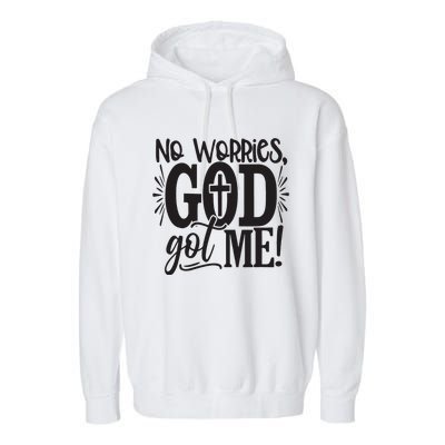 No Worries, God Got Me African American Christian Garment-Dyed Fleece Hoodie