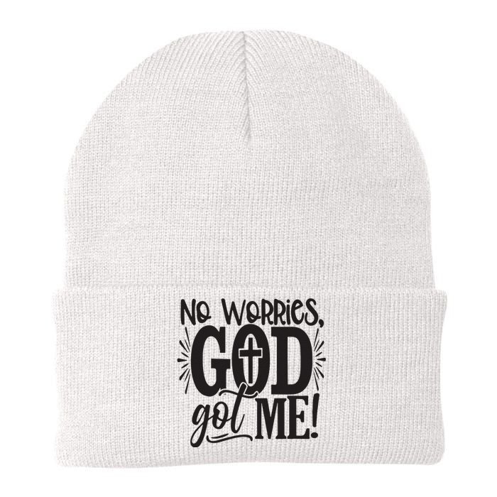 No Worries, God Got Me African American Christian Knit Cap Winter Beanie