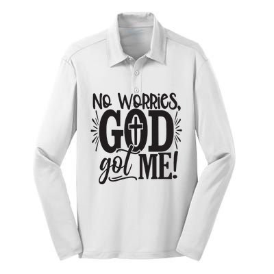 No Worries, God Got Me African American Christian Silk Touch Performance Long Sleeve Polo