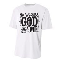 No Worries, God Got Me African American Christian Performance Sprint T-Shirt