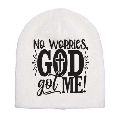 No Worries, God Got Me African American Christian Short Acrylic Beanie