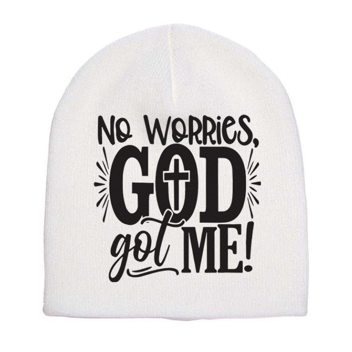 No Worries, God Got Me African American Christian Short Acrylic Beanie