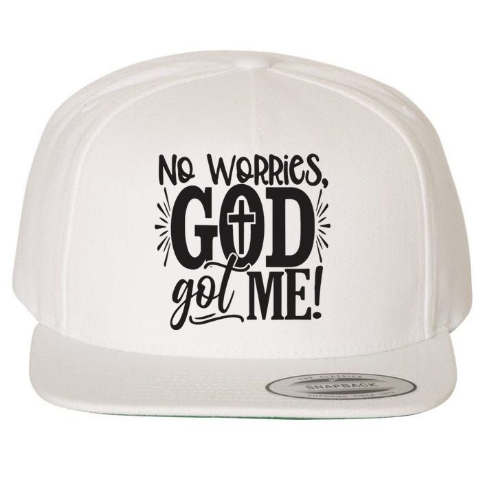 No Worries, God Got Me African American Christian Wool Snapback Cap