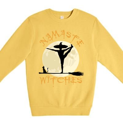 Namaste Witches Great Gift Halloween Yoga Great Gift Premium Crewneck Sweatshirt