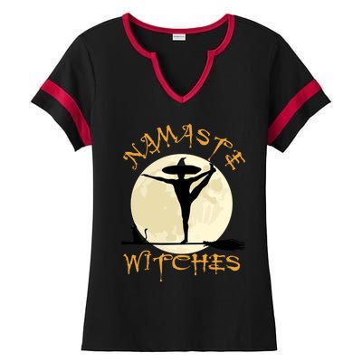 Namaste Witches Great Gift Halloween Yoga Great Gift Ladies Halftime Notch Neck Tee