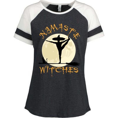 Namaste Witches Great Gift Halloween Yoga Great Gift Enza Ladies Jersey Colorblock Tee