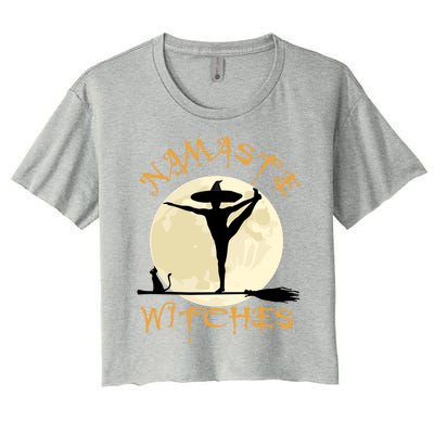 Namaste Witches Great Gift Halloween Yoga Great Gift Women's Crop Top Tee