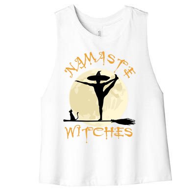 Namaste Witches Great Gift Halloween Yoga Great Gift Women's Racerback Cropped Tank