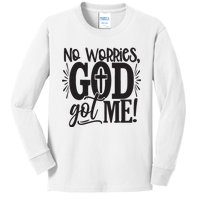 No Worries, GodGot Me African American Christian Kids Long Sleeve Shirt