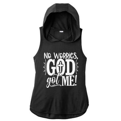 No Worries God Got Me African American Christian Ladies PosiCharge Tri-Blend Wicking Draft Hoodie Tank