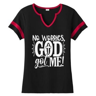 No Worries God Got Me African American Christian Ladies Halftime Notch Neck Tee