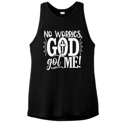 No Worries God Got Me African American Christian Ladies PosiCharge Tri-Blend Wicking Tank