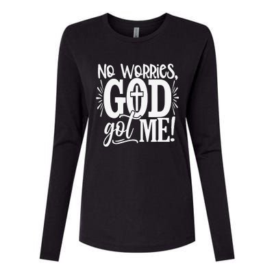 No Worries God Got Me African American Christian Womens Cotton Relaxed Long Sleeve T-Shirt