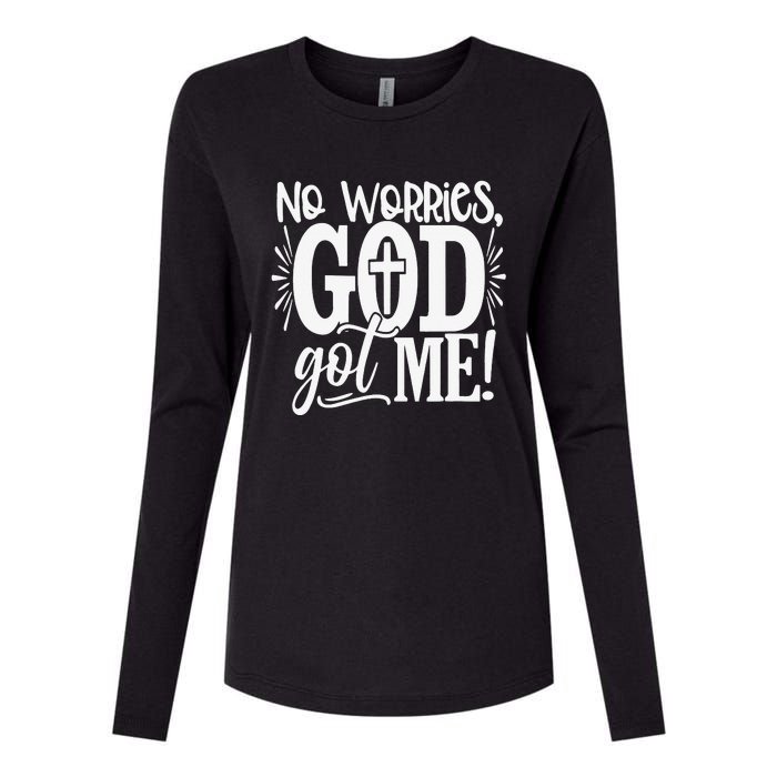 No Worries God Got Me African American Christian Womens Cotton Relaxed Long Sleeve T-Shirt