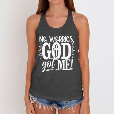 No Worries God Got Me African American Christian Women's Knotted Racerback Tank