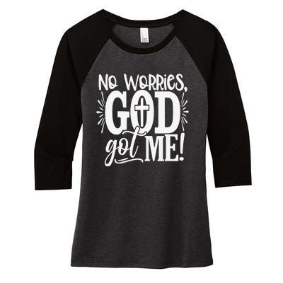 No Worries God Got Me African American Christian Women's Tri-Blend 3/4-Sleeve Raglan Shirt