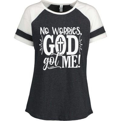 No Worries God Got Me African American Christian Enza Ladies Jersey Colorblock Tee