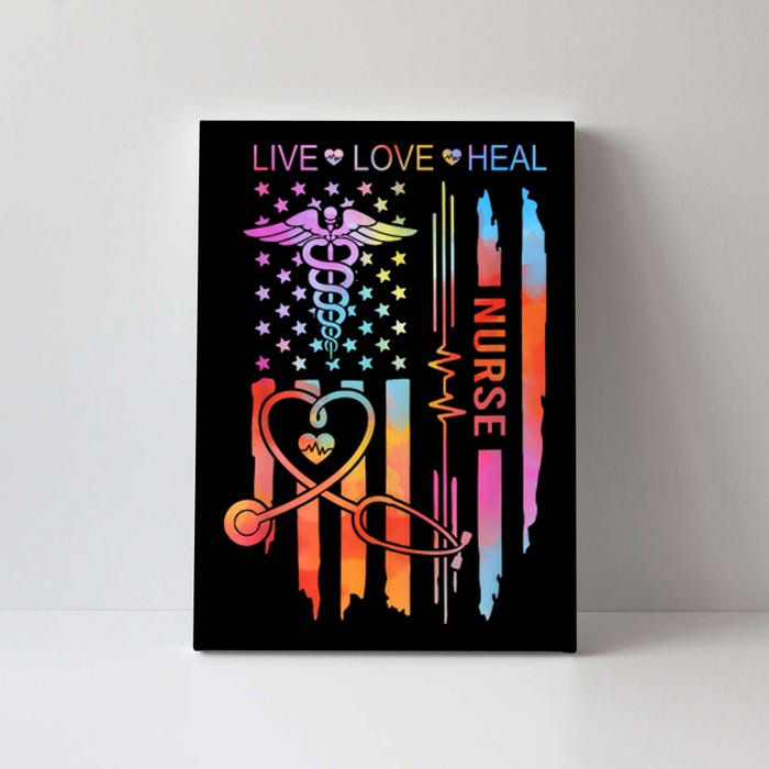 Nurse Week Gift Nurse Nurse Gift Appreciation Tie Dye Nurse Live Love Heal Canvas