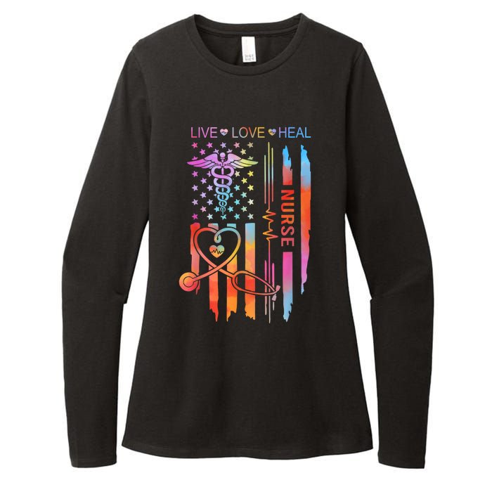 Nurse Week Gift Nurse Nurse Gift Appreciation Tie Dye Nurse Live Love Heal Womens CVC Long Sleeve Shirt