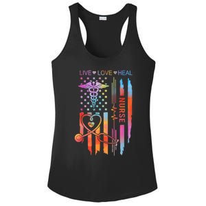 Nurse Week Gift Nurse Nurse Gift Appreciation Tie Dye Nurse Live Love Heal Ladies PosiCharge Competitor Racerback Tank