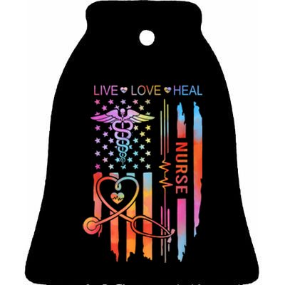 Nurse Week Gift Nurse Nurse Gift Appreciation Tie Dye Nurse Live Love Heal Ceramic Bell Ornament