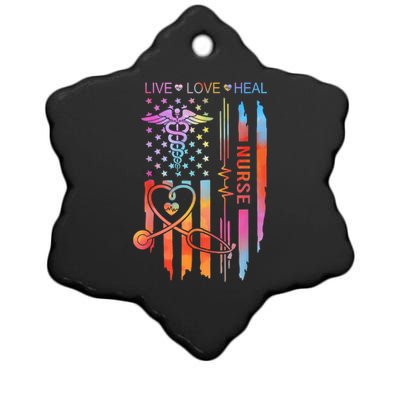 Nurse Week Gift Nurse Nurse Gift Appreciation Tie Dye Nurse Live Love Heal Ceramic Star Ornament