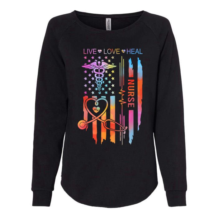 Nurse Week Gift Nurse Nurse Gift Appreciation Tie Dye Nurse Live Love Heal Womens California Wash Sweatshirt