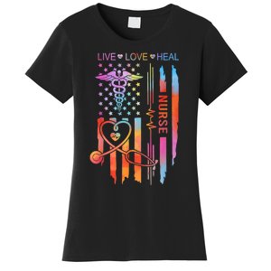 Nurse Week Gift Nurse Nurse Gift Appreciation Tie Dye Nurse Live Love Heal Women's T-Shirt