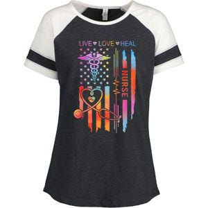 Nurse Week Gift Nurse Nurse Gift Appreciation Tie Dye Nurse Live Love Heal Enza Ladies Jersey Colorblock Tee