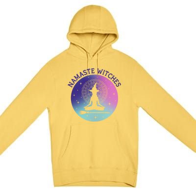 Namaste Witches Halloween Yoga Cute Gift Premium Pullover Hoodie