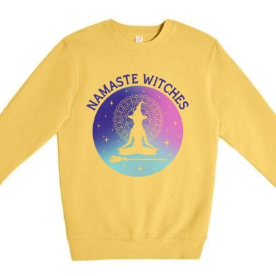 Namaste Witches Halloween Yoga Cute Gift Premium Crewneck Sweatshirt