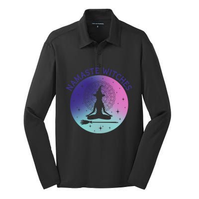 Namaste Witches Halloween Yoga Cute Gift Silk Touch Performance Long Sleeve Polo