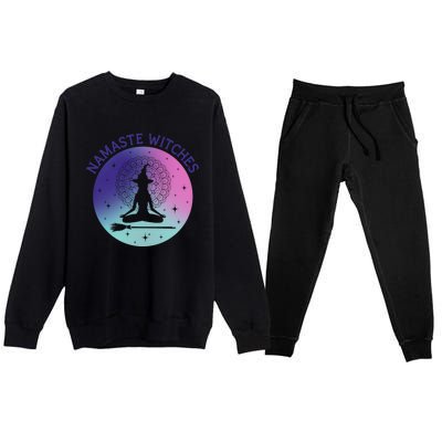 Namaste Witches Halloween Yoga Cute Gift Premium Crewneck Sweatsuit Set