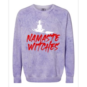 Namaste Witches Halloween Funny Yoga Witch Meme Funny Gift Colorblast Crewneck Sweatshirt