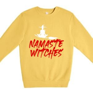 Namaste Witches Halloween Funny Yoga Witch Meme Funny Gift Premium Crewneck Sweatshirt